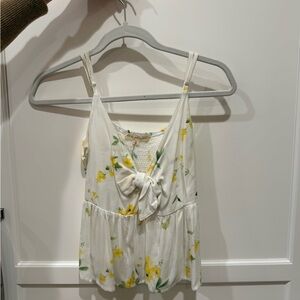 La Hearts White and Yellow Floral Tank Top